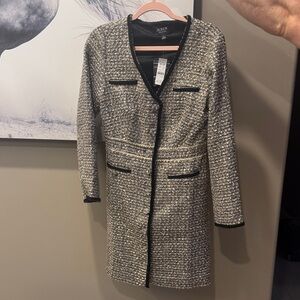 J. Crew Women's Black and Cream Tweed Blazer